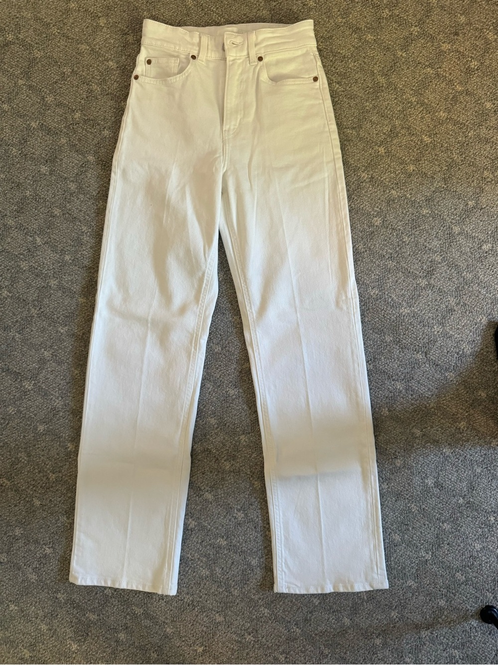 H&M White High-Rise Straight Jeans